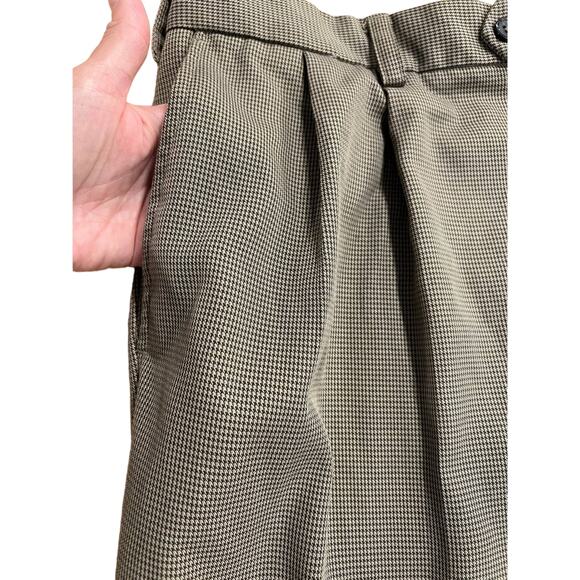 IZOD Brown & Tan Houndstooth Pleated Straight Leg Mens Dress Pants Mens 38 x 30 - Picture 5 of 15
